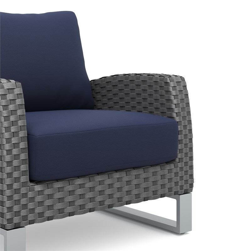 New Classic Furniture Fiji Wicker/Fabric Outdoor Club Chair in Blue (Set of 2)
