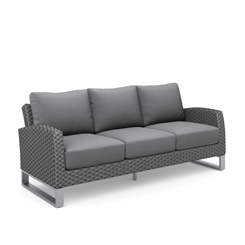 New Classic Furniture Fiji 2-piece Wicker/Fabric Outdoor Sofa Set in Gray