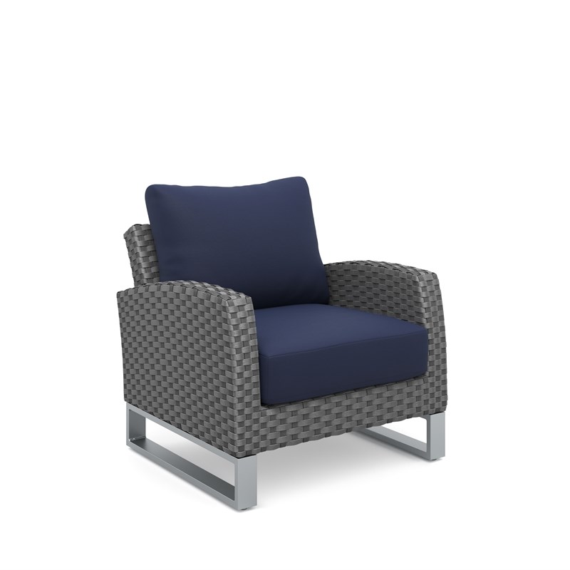 New Classic Furniture Fiji Wicker/Fabric Outdoor Club Chair in Blue (Set of 4)