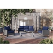 New Classic Furniture Fiji 4-piece Wicker/Fabric Outdoor Conversation Set - Blue