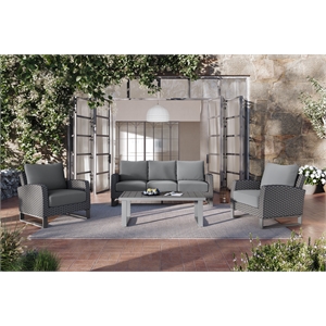 new classic furniture fiji 4-piece wicker/fabric outdoor conversation set - gray