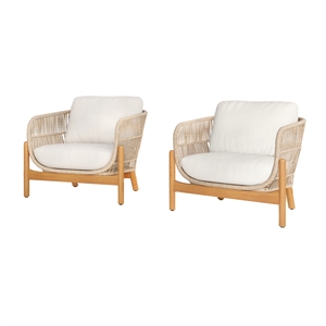 New Classic Furniture Solstice Wood Patio Club Chair in Linen Beige (Set of 2)