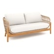 New Classic Furniture Solstice Wood Patio Loveseat in Natural/Linen Beige