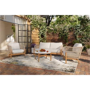 new classic furniture solstice 4-piece wood patio conversation set in beige