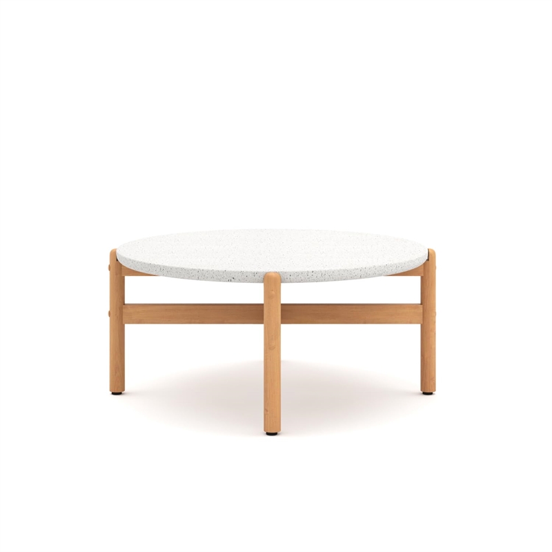 New Classic Furniture Solstice Wood Patio Coffee Table with Terrazzo Top Natural