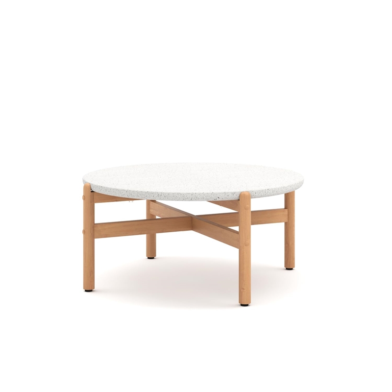 New Classic Furniture Solstice Wood Patio Coffee Table with Terrazzo Top Natural