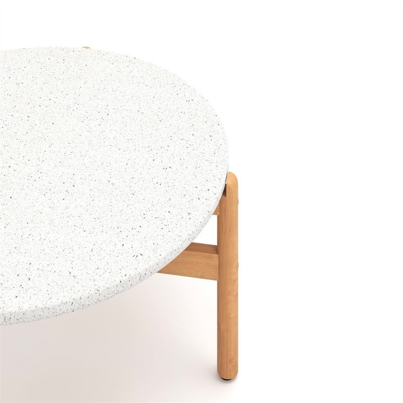 New Classic Furniture Solstice Wood Patio Coffee Table with Terrazzo Top Natural