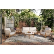 New Classic Furniture Solstice Wood Patio Coffee Table with Terrazzo Top Natural