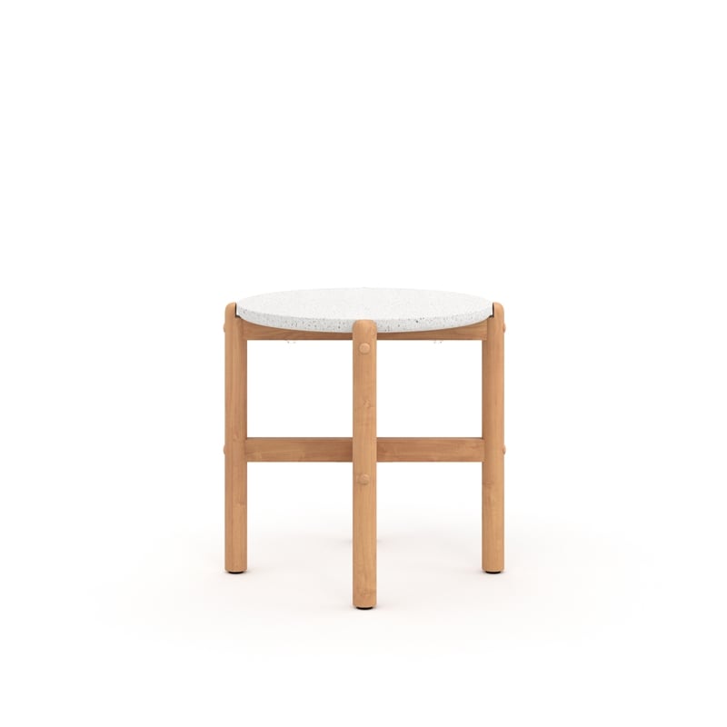 New Classic Furniture Solstice Wood Patio End Table with Terrazzo Top in Natural