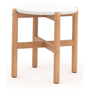 New Classic Furniture Solstice Wood Patio End Table with Terrazzo Top in Natural