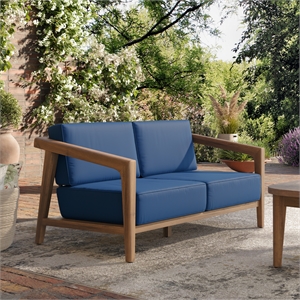 New Classic Furniture Bali Solid Wood Patio Loveseat in Dark Blue