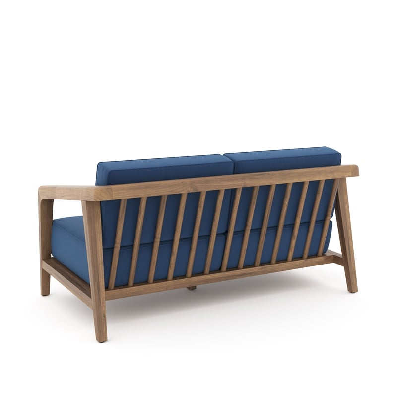 New Classic Furniture Bali Solid Wood Patio Loveseat in Dark Blue