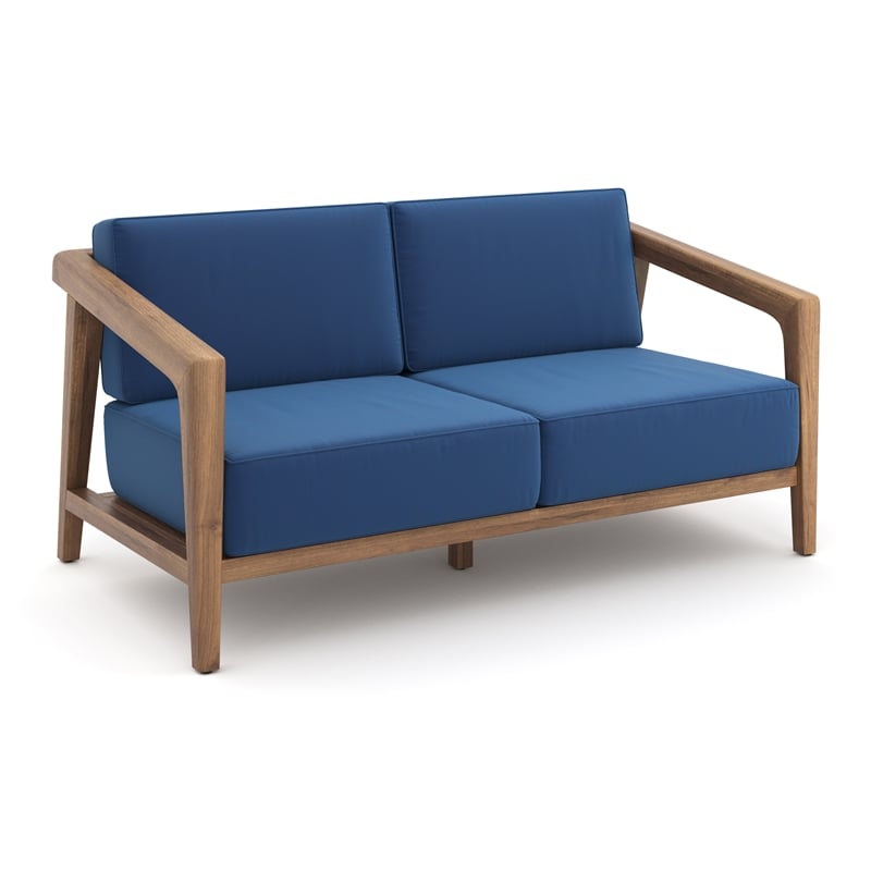 New Classic Furniture Bali Solid Wood Patio Loveseat in Dark Blue