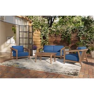 new classic furniture bali 4-piece solid wood patio furniture set in dark blue