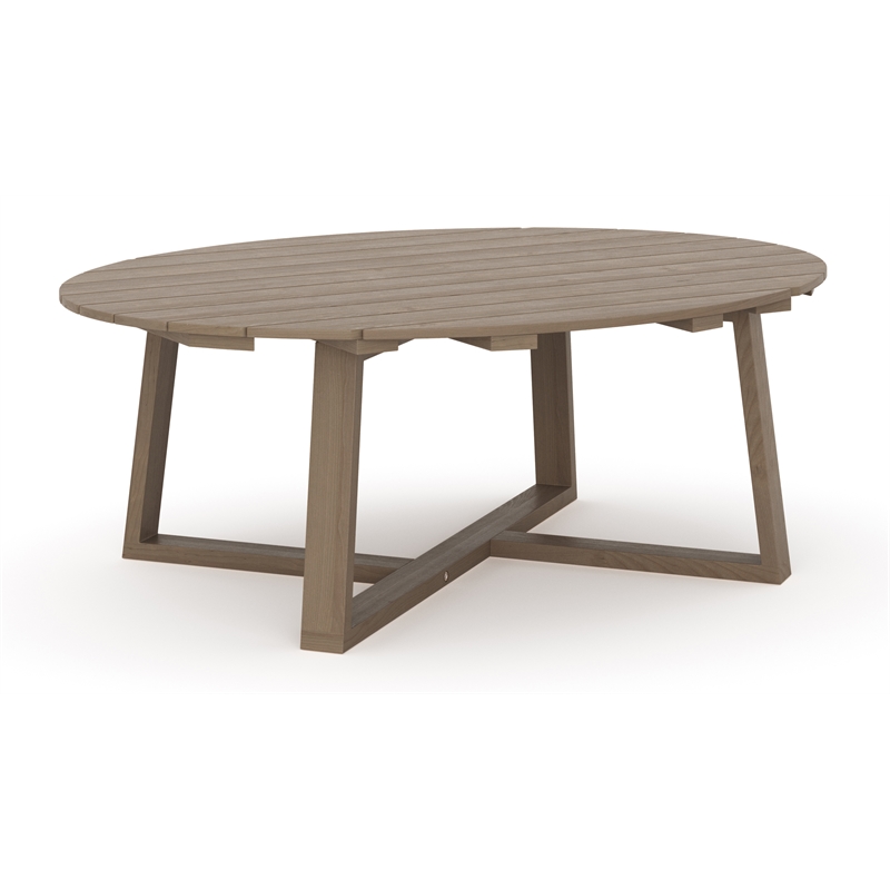 New Classic Furniture Carezza Oval Wood/Wicker Patio Coffee Table in Natural