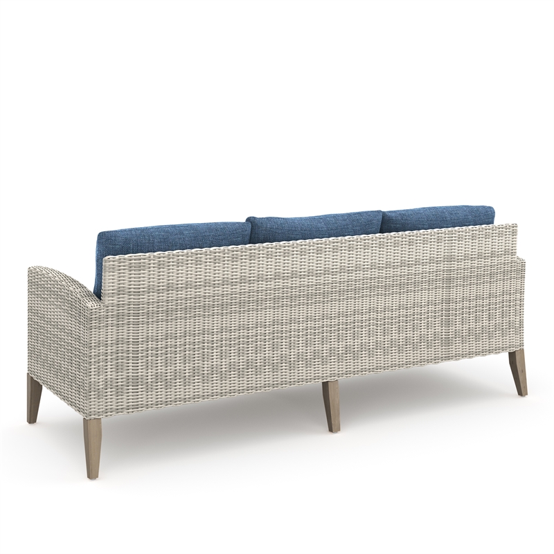 New Classic Furniture Carezza 5-Piece Wood/Wicker Patio Set in Dark Blue