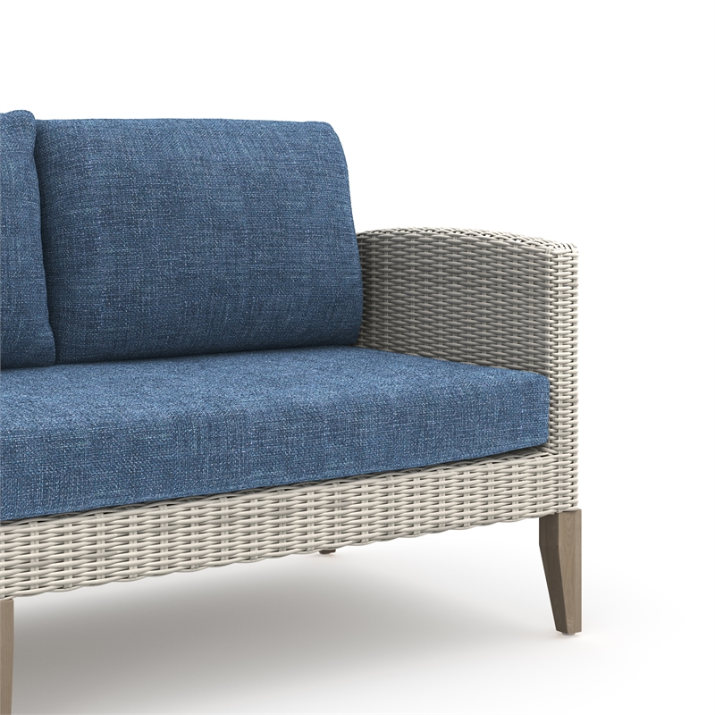 New Classic Furniture Carezza 5-Piece Wood/Wicker Patio Set in Dark Blue