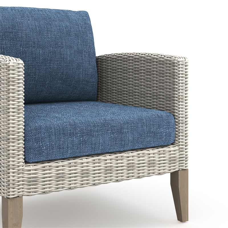 New Classic Furniture Carezza 5-Piece Wood/Wicker Patio Set in Dark Blue