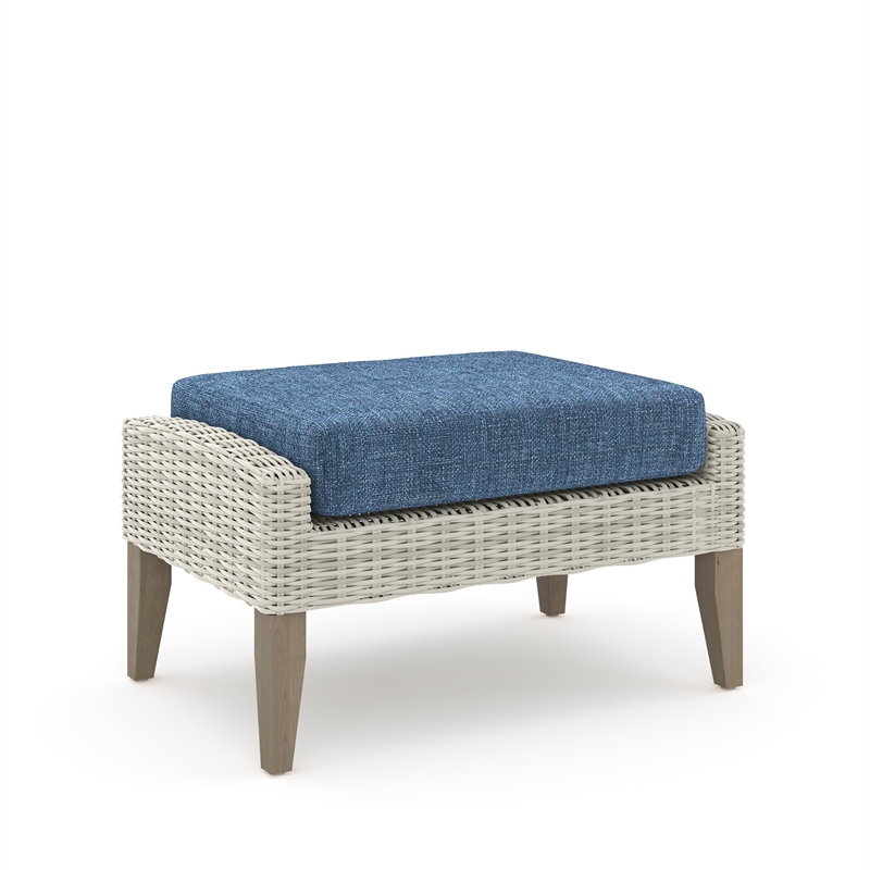 New Classic Furniture Carezza 5-Piece Wood/Wicker Patio Set in Dark Blue