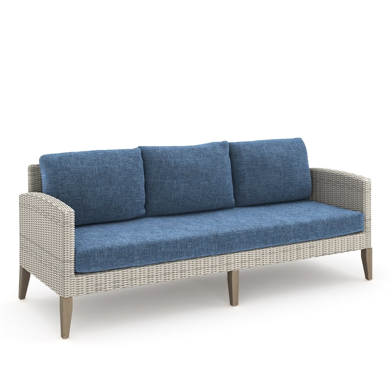 New Classic Furniture Carezza 6-Piece Wood/Wicker Patio Set in Dark Blue