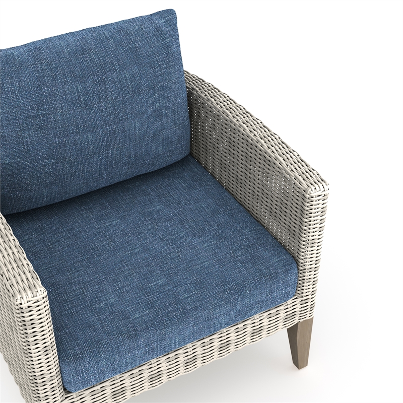 New Classic Furniture Carezza 6-Piece Wood/Wicker Patio Set in Dark Blue