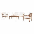 New Classic Furniture Savannah 4-piece Wood Patio Set in Natural/White