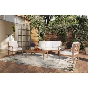 new classic furniture savannah 4-piece wood patio set in natural/white