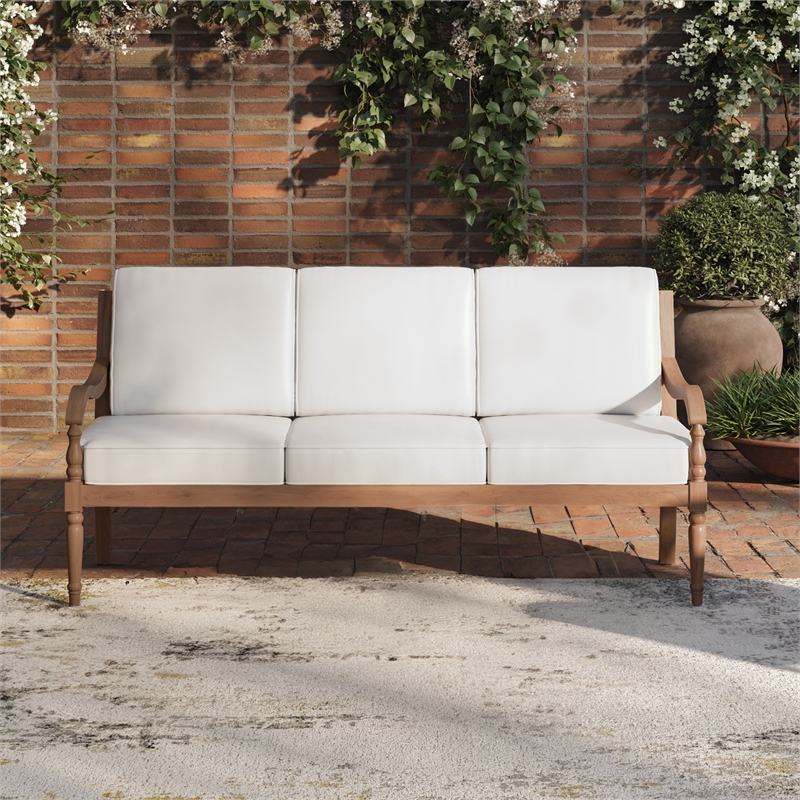 New Classic Furniture Savannah Wood Patio Sofa in Natural/White