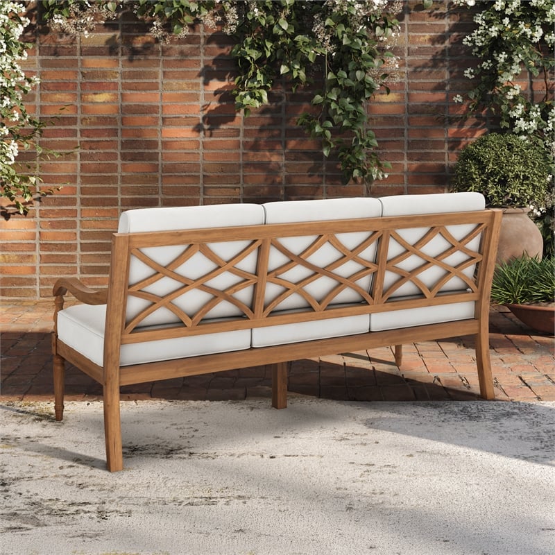 New Classic Furniture Savannah Wood Patio Sofa in Natural/White