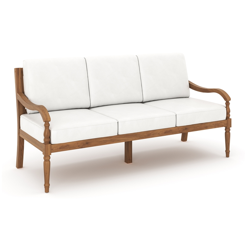 New Classic Furniture Savannah Wood Patio Sofa in Natural/White