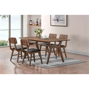New Classic Furniture Thea 5-piece Wood Dining Set with Black Seat in Walnut