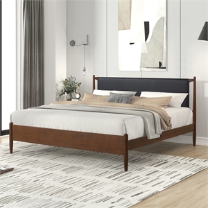 New Classic Furniture Ian King Wood Platform Bed in Cherry Brown