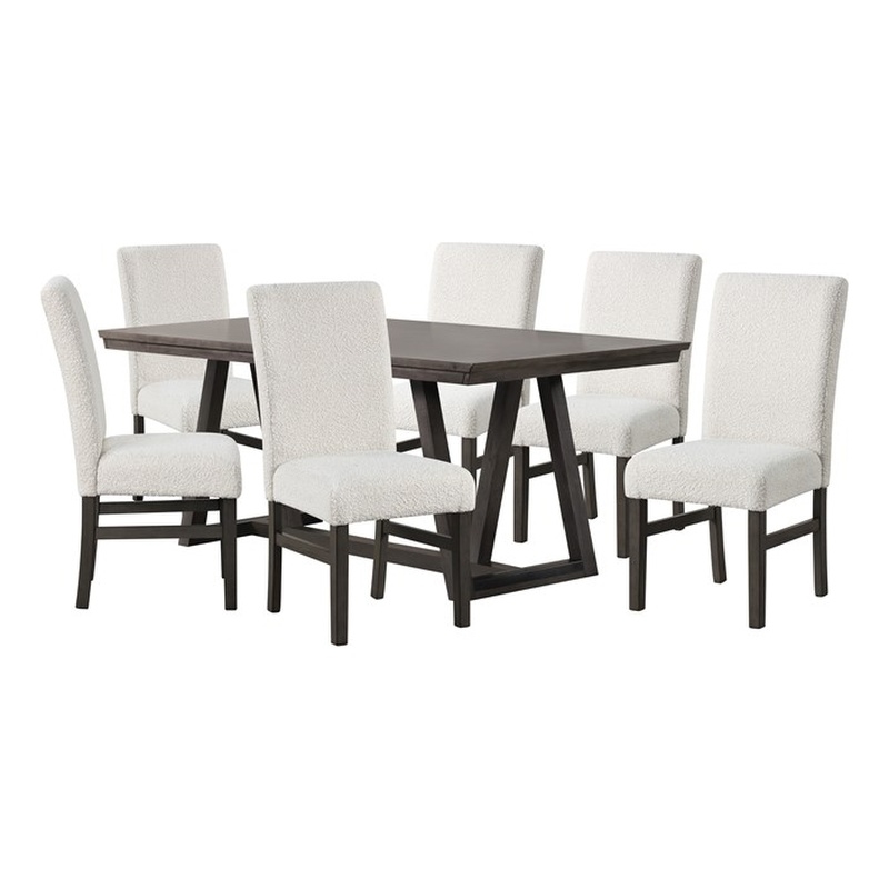 New Classic Furniture High Line 7-piece Wood Dining Table Set in White