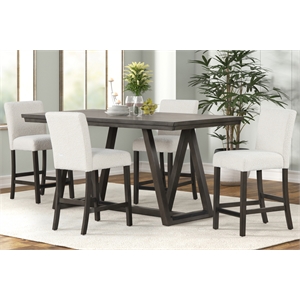 New Classic Furniture High Line 5-piece Wood Counter Table Set in White