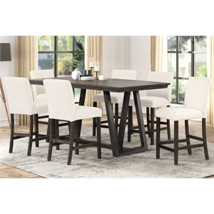 New Classic Furniture High Line 7-piece Wood Counter Table Set in White
