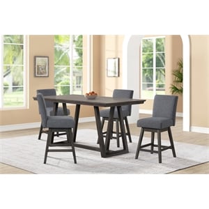 New Classic Furniture High Line Wood Counter Table & 4 Swivel Stools in Gray