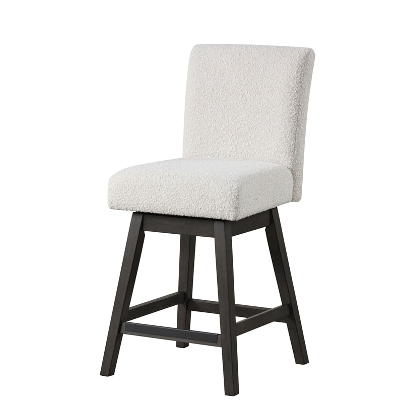 New Classic Furniture High Line Wood Counter Table & 6 Swivel Stools in White