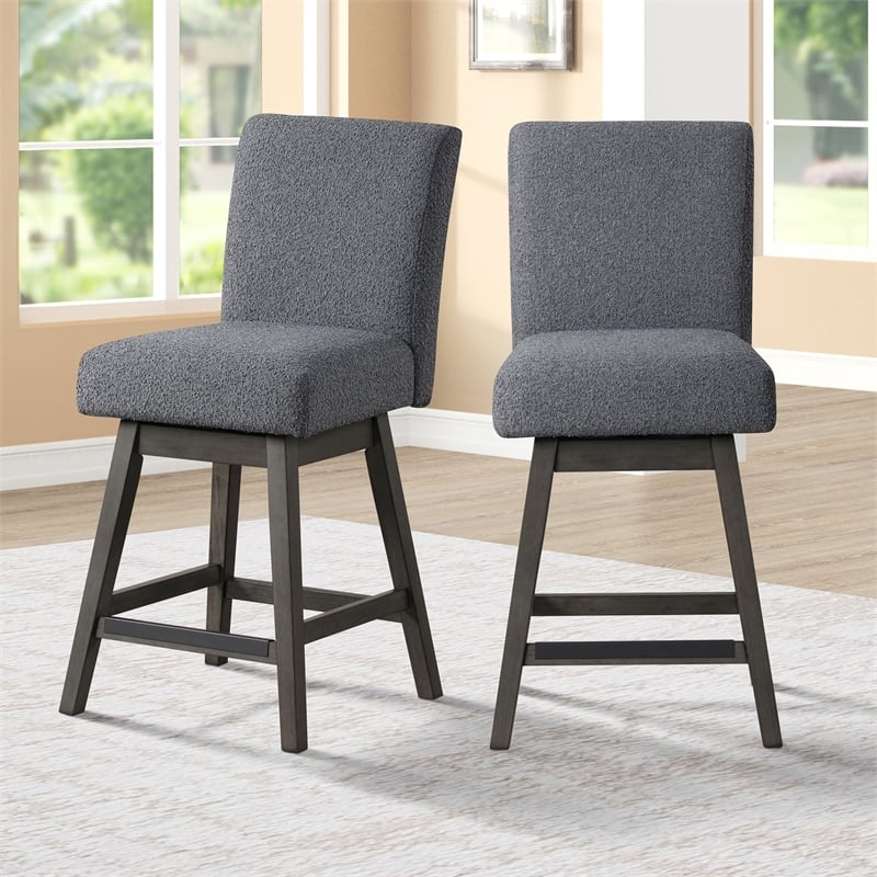 New Classic Furniture High Line Wood Swivel Counter Chair in Gray (Set of 2)