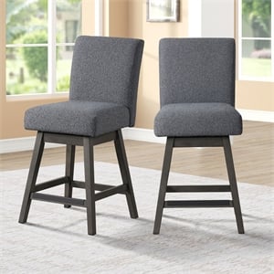 New Classic Furniture High Line Wood Swivel Counter Chair in Gray (Set of 2)