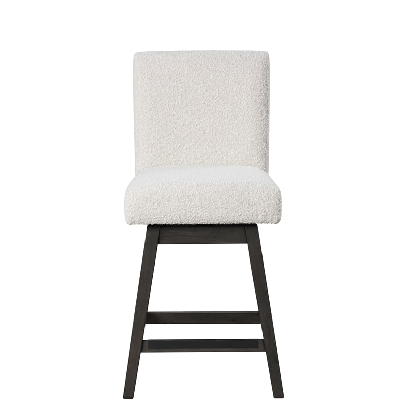 New Classic Furniture High Line Wood Swivel Counter Chair in White (Set of 2)