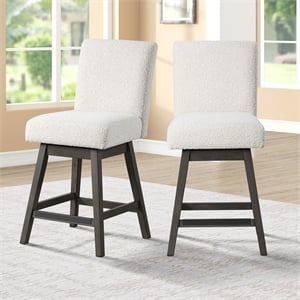 New Classic Furniture High Line Wood Swivel Counter Chair in White (Set of 2)