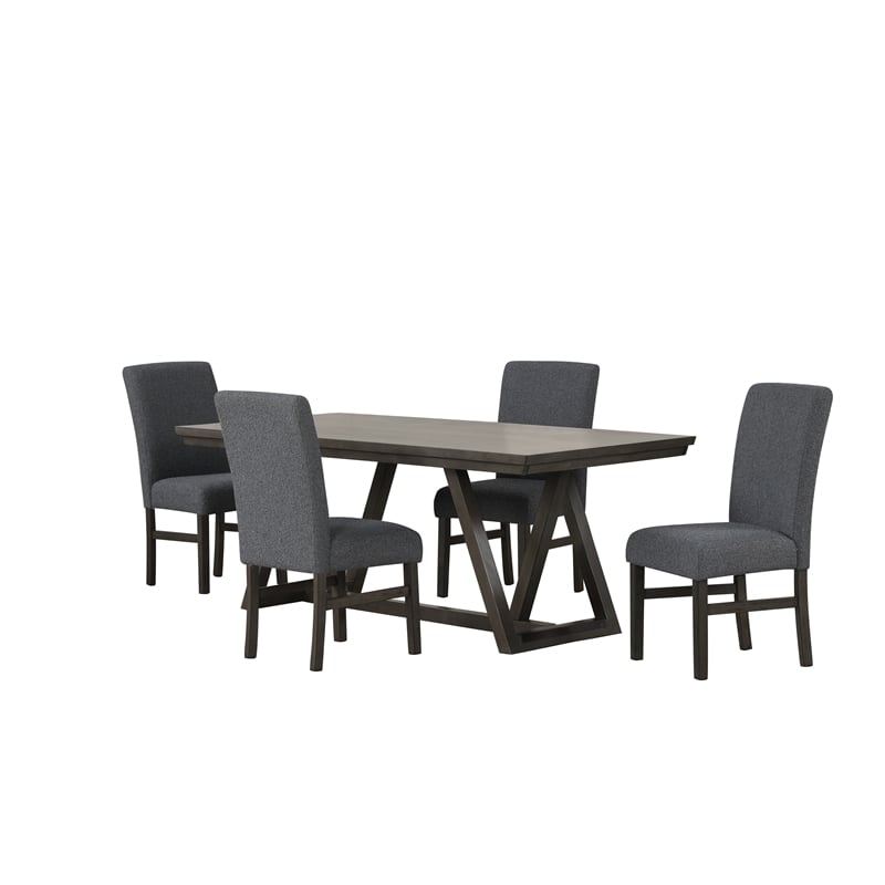 New Classic Furniture High Line 5-piece Wood Dining Table Set in Gray