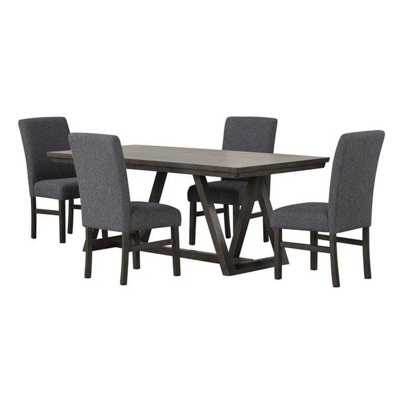 New Classic Furniture High Line 5-piece Wood Dining Table Set in Gray