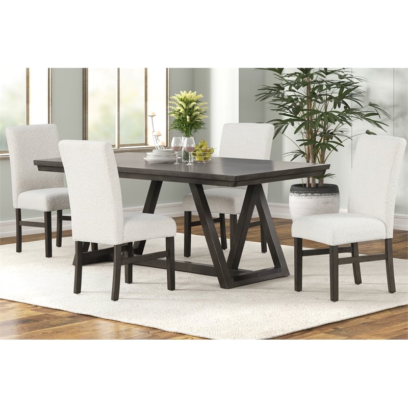 New Classic Furniture High Line 5-piece Wood Dining Table Set in White