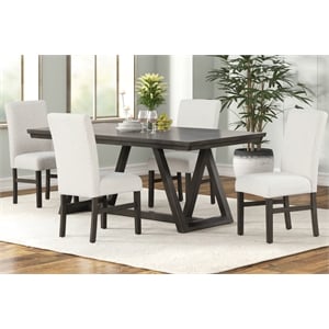 New Classic Furniture High Line 5-piece Wood Dining Table Set in White