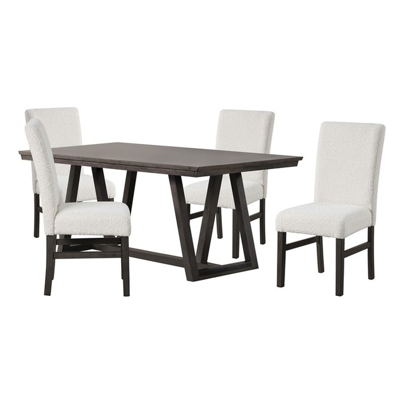 New Classic Furniture High Line 5-piece Wood Dining Table Set in White