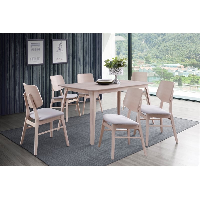 New Classic Furniture Oscar 7-piece Wood Dining Set in White Ash