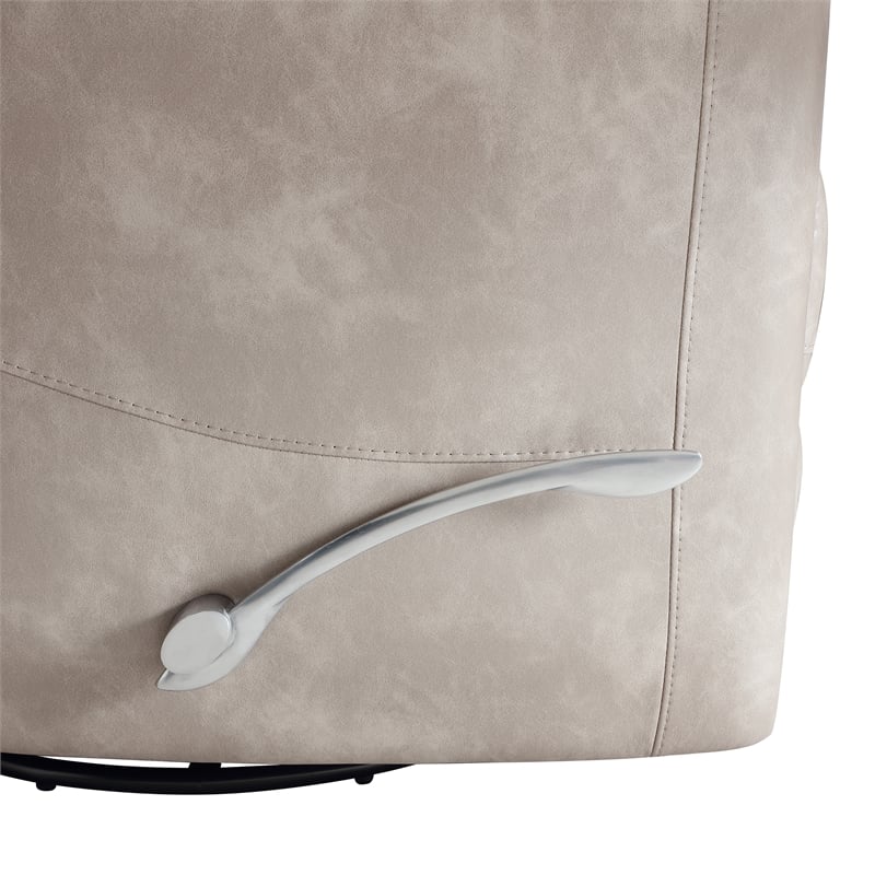 New Classic Furniture Takami Faux Leather Swivel Recliner in Gray