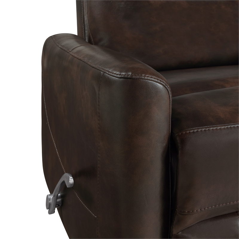 New Classic Furniture Takami Faux Leather Swivel Recliner in Brown