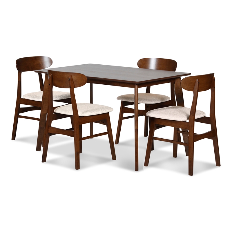 New Classic Furniture Morocco 5-Piece Mid-Century Wood Dining Set in Natural